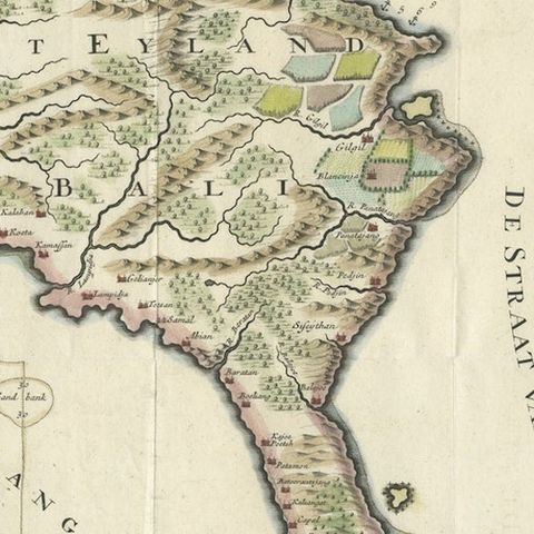 1726 Valentyn's Map of Bali and Lombok, Original Engraving, close-up 5