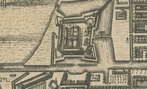 Antique Print of Batavia, Capital of the Dutch East Indies, Van der Aa, ca.1725, close-up 5