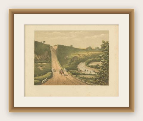 Antique Print of a Road near Cipanas 'Java' by M.T.H. Perelaer, 1888, shown framed