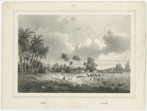 Old Print of Anjer or Anyer, Coastal Town in Banten, West Java, Indonesia, 1844, view 2