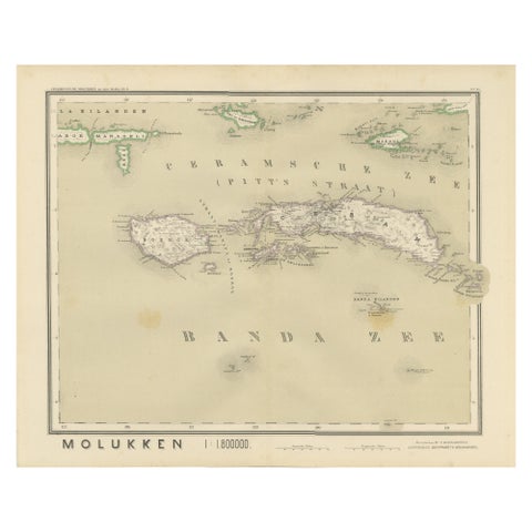 Antique Map of Ceram, Ambon, Banda, Buru, Moluccas by Dornseiffen, 1884