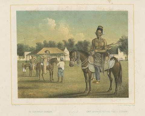Antique Print of a Javanese Chief Preparing for a Tournament by Van Pers, view 3