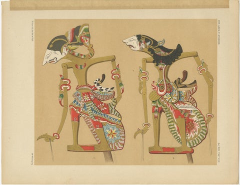 Set of 10 Antique Prints of Wayang Puppets by Juynboll, 1900, view 5