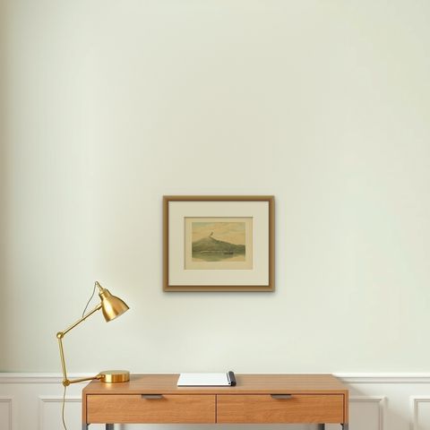 Antique Print of the Volcano of Ternate by M.T.H. Perelaer, 1888, shown framed on a wall, true to size