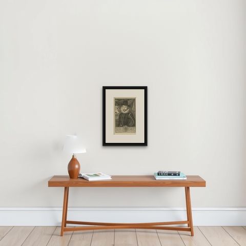 Antique Portrait of Laurens Reael, Governor-General of the Dutch East Indies, shown framed on a wall, true to size