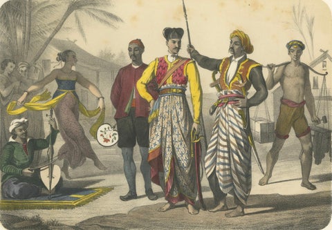 Javanese Court Scene, Musician, Dancer, and Sultan’s Guard, c.1845, close-up 1