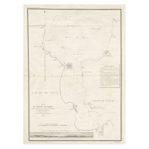Detailed Map of the Madura Strait, between Java & Madura Island, Indonesia, 1825