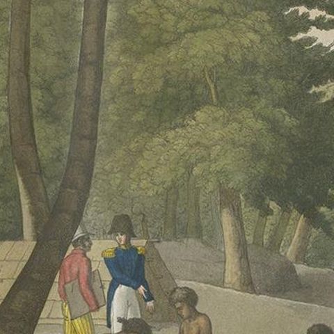 Antique Print of Papuan Tombs on Rawak Island by Ferrario, '1831', close-up 2