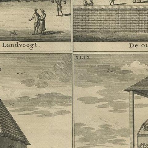 Antique Print with Four Views of Ambon by Valentijn '1726', close-up 2