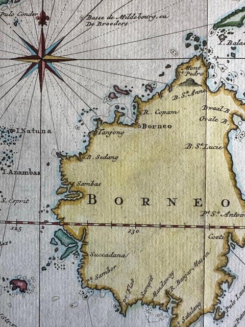 Original Map of the East Indies Including Sumatra, Java, Borneo & Malaysia, 1755, view 7