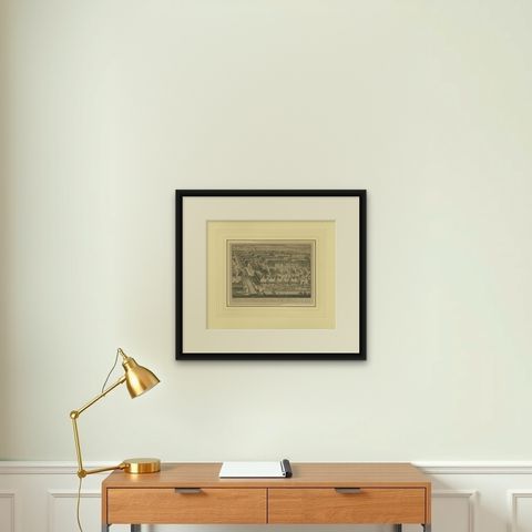 1740 Batavia Chinese Massacre Engraving, Dutch Colonial Indonesia, shown framed on a wall, true to size
