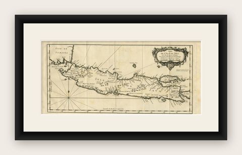 Antique Map of Java and Madura Island, Indonesia, c.1760, shown framed