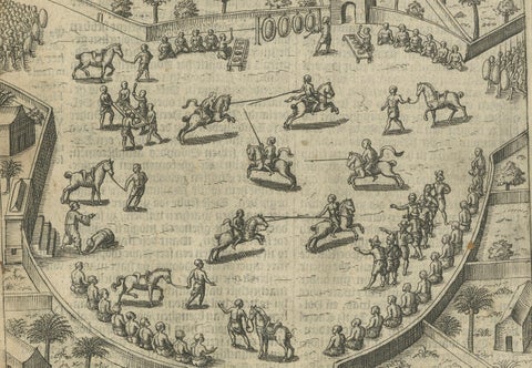 Earliest Depiction of Balinese Festival and Gamelan, Dutch Engraving c.1601, close-up 2