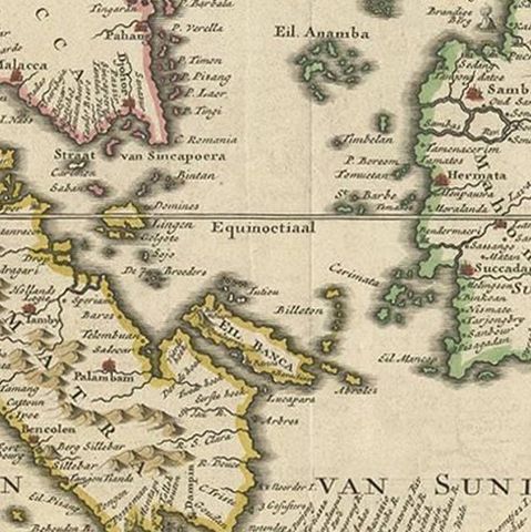 Antique Map of the Sunda Islands Sumatra, Java, Malay Peninsula & Borneo (1739), close-up 2