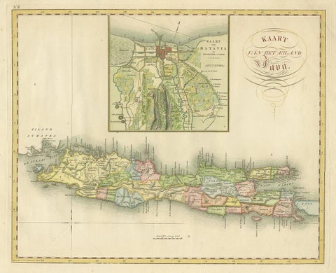 Antique Map of Java and Batavia of nowadays Indonesia, '1818', view 2