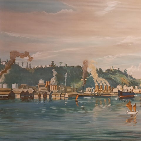 Vintage Wall Chart of Balikpapan 'Indonesia', circa 1920, view 3
