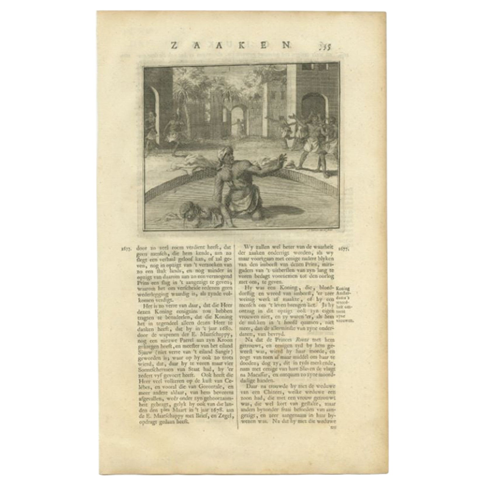 Antique Print of the King Murdering his Wife by Valentijn, 1726