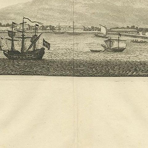 Antique Print of Batavia by De Bruyn, 1714, close-up 2
