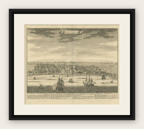 Antique Map of Samboepo by Valentijn, 1726, shown framed