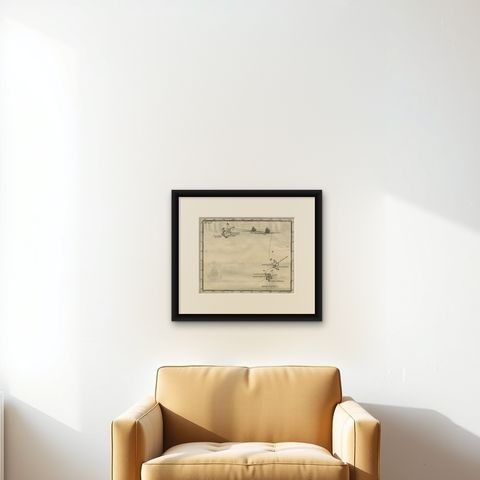 Antique Map of the Banda Islands and the Route of Abel Tasman, Indonesia, 1726, shown framed on a wall, true to size