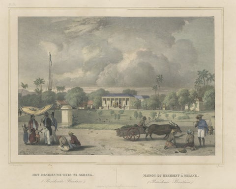 Antique Print of the Residence House in Serang, Java, Indonesia, 1844, close-up 1