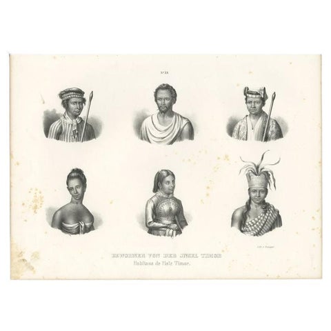 Antique Print of Natives from Timor, c.1845, view 2