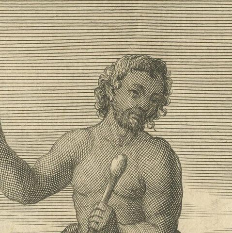Antique Print of Musical Instruments in Banten by Bonanni '1725', close-up 2