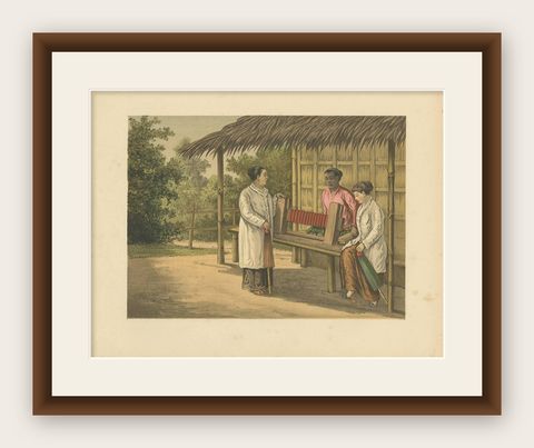 Antique Print of a Native Girl on Java by M.T.H. Perelaer, 1888, shown framed