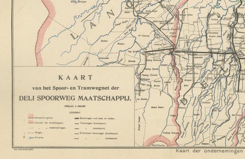 Deli Railway System Map, East Sumatra, Deli Spoorweg Maatschappij, c.1910, close-up 6
