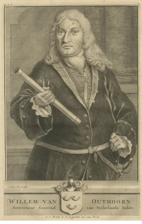 Antique Portrait of Willem van Outhoorn by Valentijn, 1726, view 3