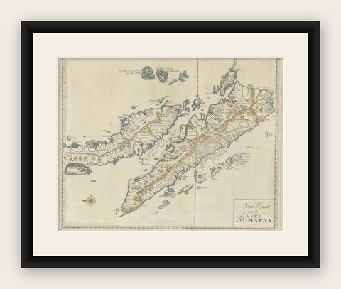 Antique Map of Sumatra, Indonesia 'c.1780', shown framed