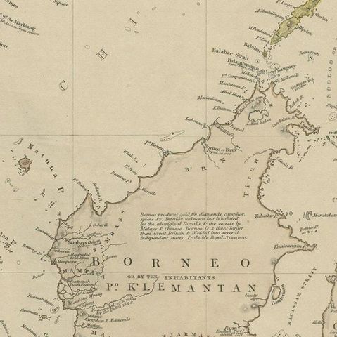 Original Antique Map of the Dutch East Indies, Nowadays Indonesia, ca.1840, close-up 2