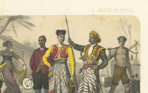 Javanese Court Scene, Musician, Dancer, and Sultan’s Guard, c.1845, close-up 6