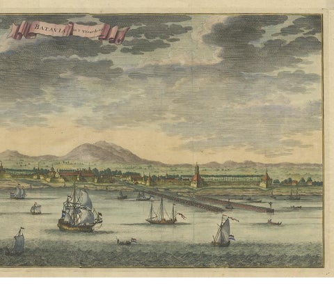 Antique Print of Batavia or Nowadays Jakarta, Indonesia, by Valentijn (1726), view 4