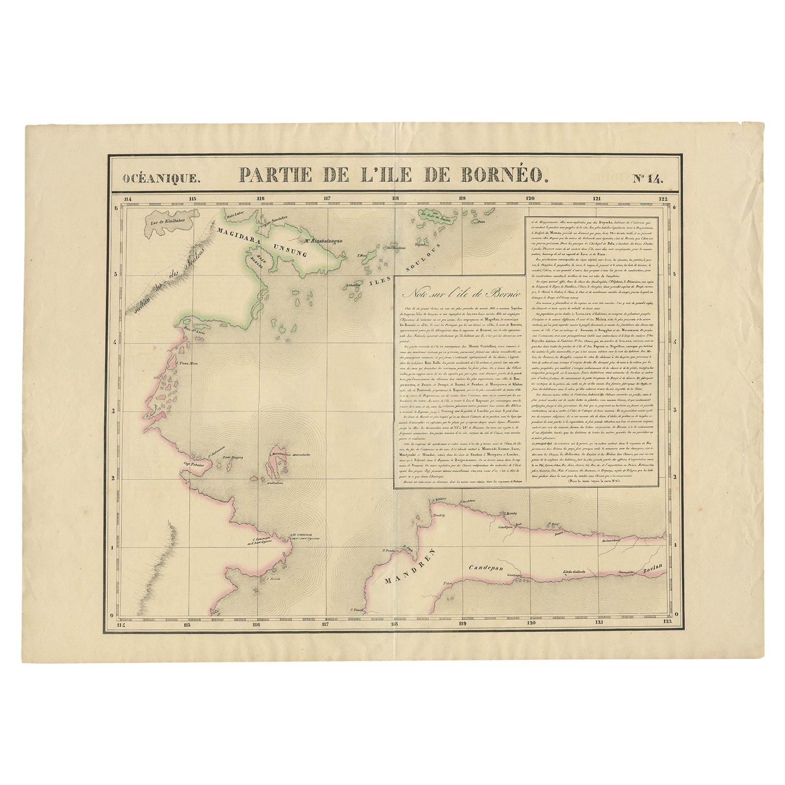 Antique Map of Part of Borneo 'Kalimantan' Indonesia by Vandermaelen, C.1825