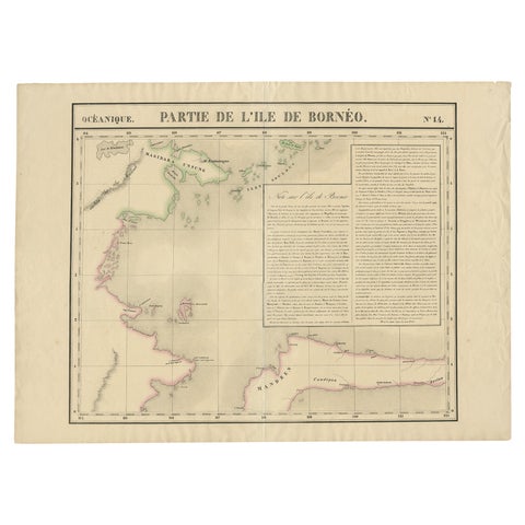 Antique Map of Part of Borneo 'Kalimantan' Indonesia by Vandermaelen, C.1825