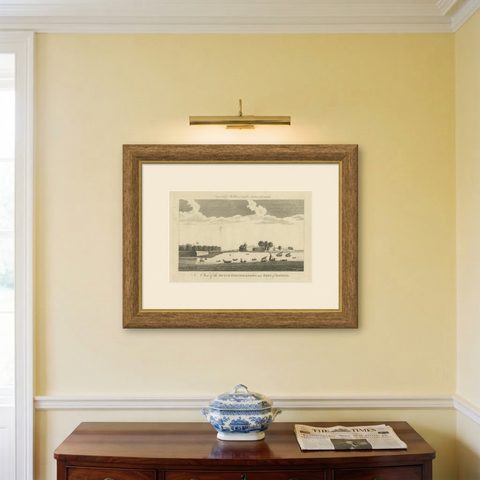 Antique View of Batavia Port Jakarta, Dutch VOC Fortifications 1778, shown framed on a wall, true to size