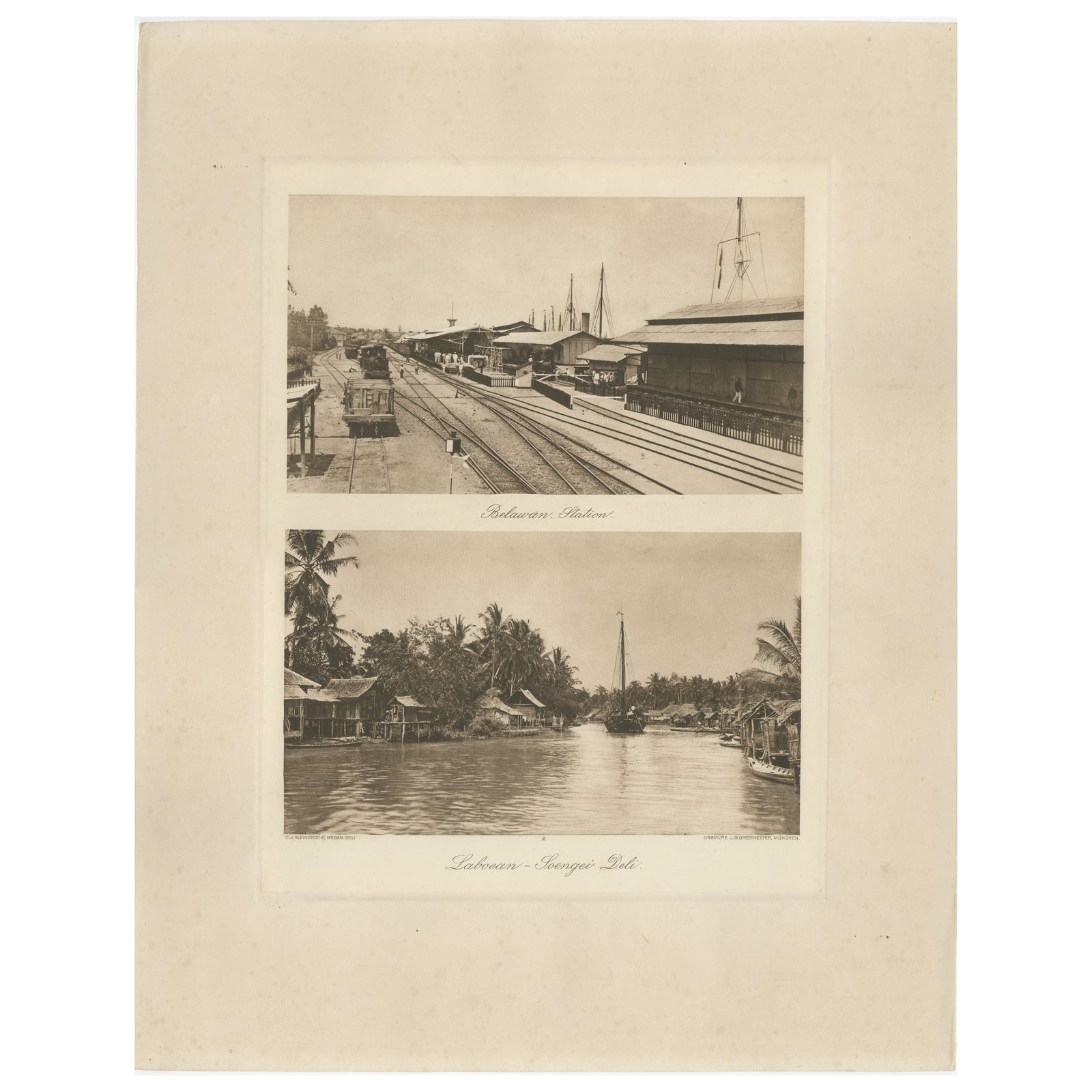 Belawan Railway Station & Soengei Deli River, Sumatra, Antique Photo, c.1910