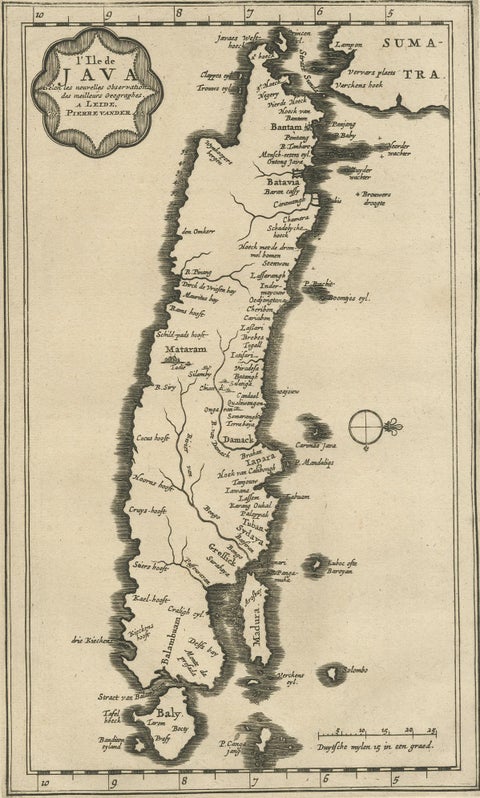 Antique Map of the Island of Java, Indonesia by P. Van Der Aa, 1713, view 2