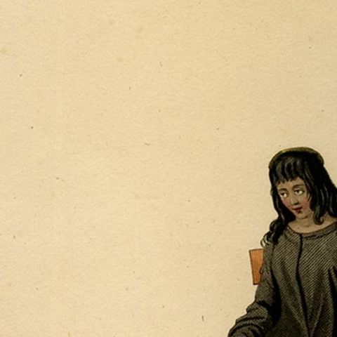 Print of Timorese Ladies Playing Harp & Drinking Tea in Kupang, Indonesia, 1825, close-up 1