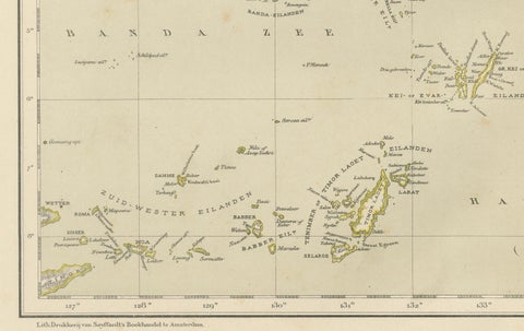 Antique Colonial Dutch Map of the Moluccas & New Guinea by Dornseiffen, 1884, close-up 3