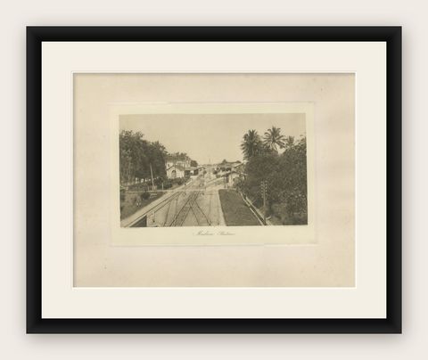 Railway Station Medan, Sumatra, C J Kleingrothe, Dutch East Indies c1910, shown framed