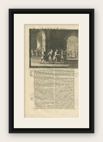 Antique Print of the Kidnapped Governor by Valentijn, 1726, shown framed
