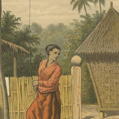 Antique Print of a Domestic Scene on Java by M.T.H. Perelaer, 1888, close-up 2