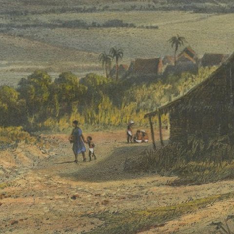 Highland Landscape in the Bantam Residency, Java Lithograph, Published 1872, close-up 4