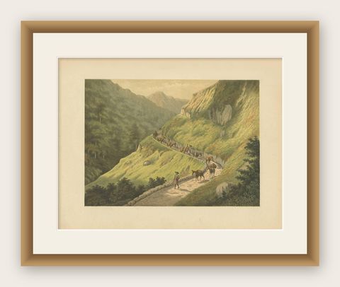 Antique Print of the Southern Mountains on Java by M.T.H. Perelaer, 1888, shown framed