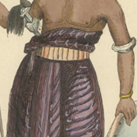 Hand Colored Antique Print of a Warrior of Sawu Island, Indonesia, close-up 1