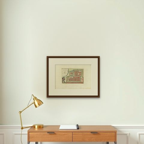 Antique Plan of Batavia in the Dutch East Indies or Nowadays Jakarta, Indonesia, shown framed on a wall, true to size