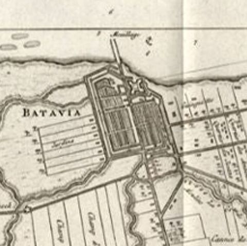 Antique Map of the Region of Batavia by Conrade, 1782, close-up 2