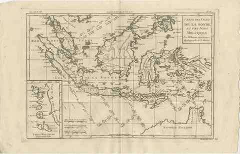 Antique East Indies Map by Rigobert Bonne, Copper Engraving, 1780, view 2